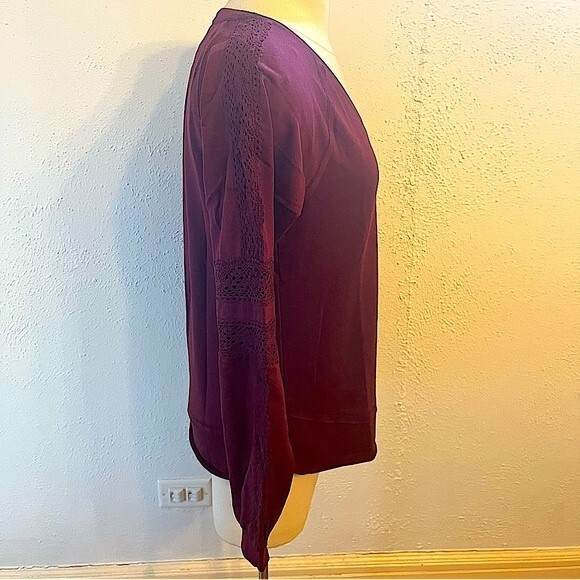 NWT Knox Rose Antique Berry Red Lace Detail Sweatshirt Size Small - Picture 4 of 10